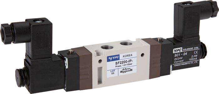 Exemplary representation: 5/2-way solenoid pulse valve with standard plug